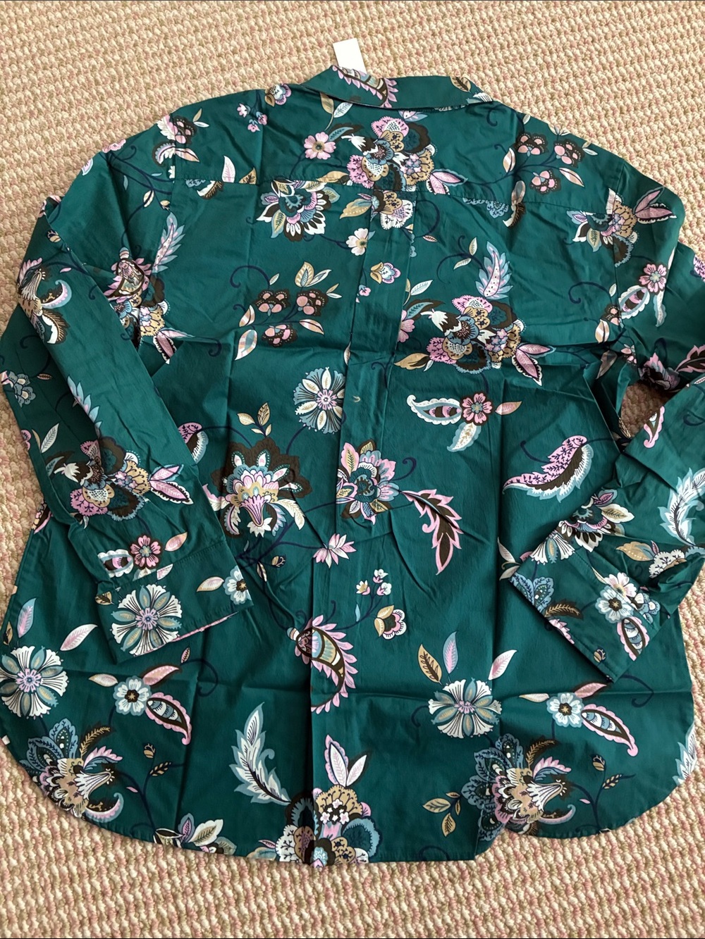 XL Talbots Womens Teal Floral Button-Down Shirt - Picture 5 of 5